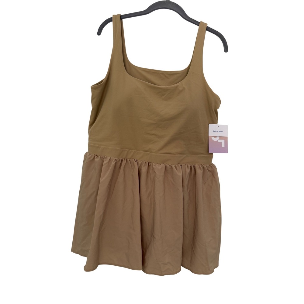 JoyLab Almond Tan Active Dress with Built-In Shorts and Cutout Back XL NWT